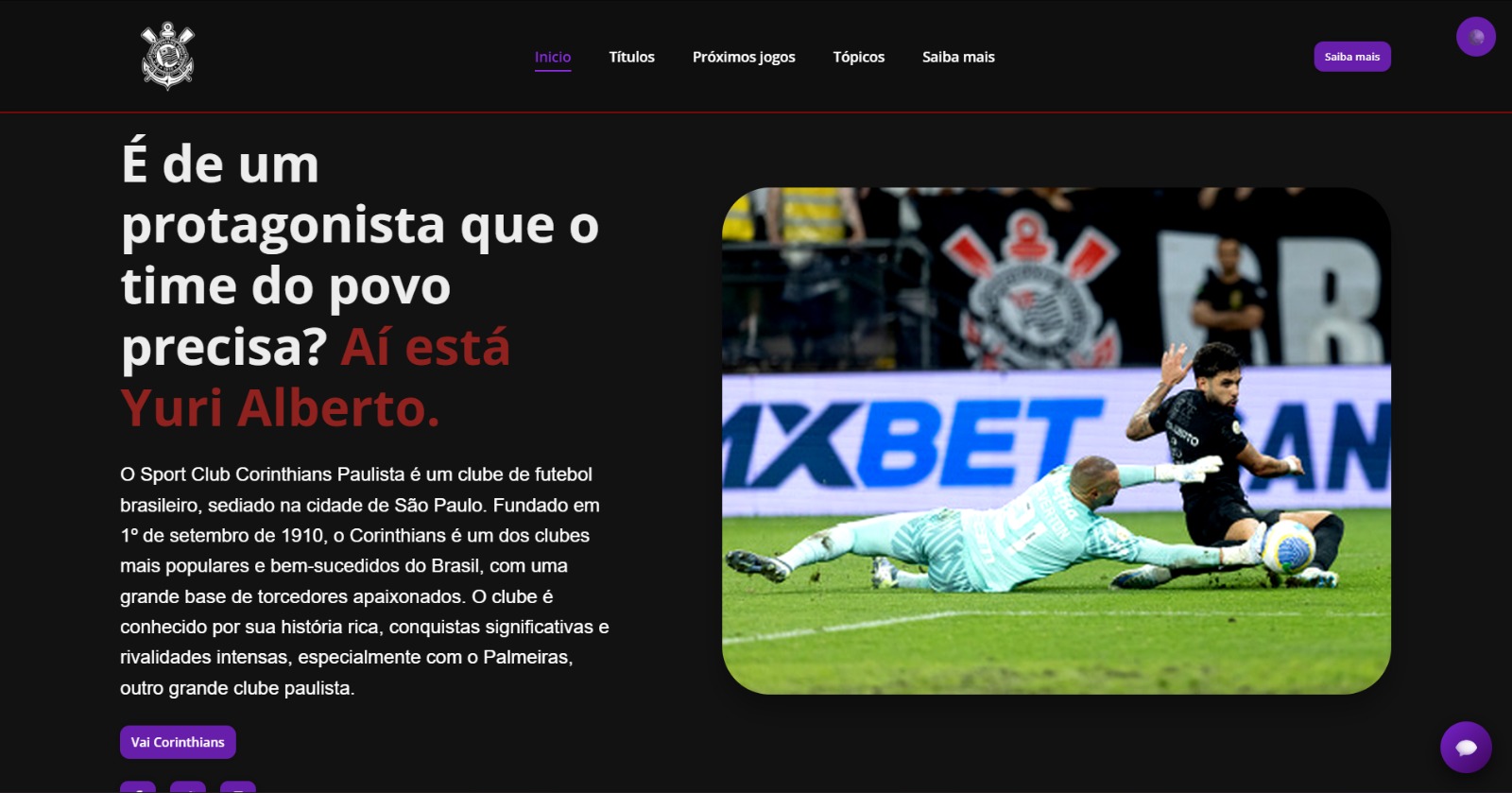 Landing Page Corinthians